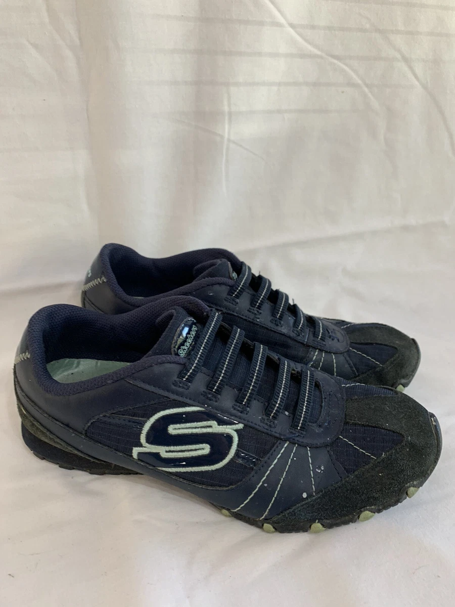 SKECHERS Bikers Trainers Uk6 Navy Blue Slip On Walking Shoes