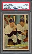 BB - 1957 Topps - #407 - Mantle/Berra Yakees Power Hitters - PSA 6 - EX-MT