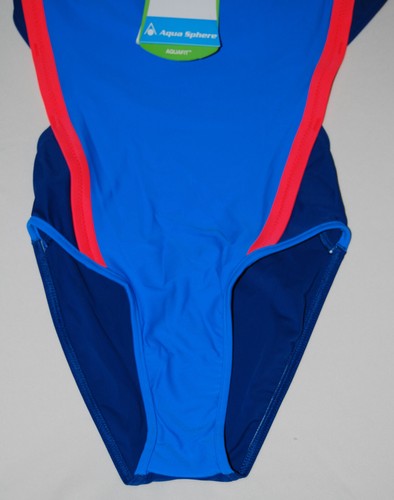 NWT Aqua Sphere Women's Cindy Bright Blue with Coral 1-pc Tank Swimsuit sz 4 14 - Picture 6 of 15