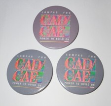 3 Pack Vintage Compaq Computer CAD / CAE 3" Button / Pin Back Advertising