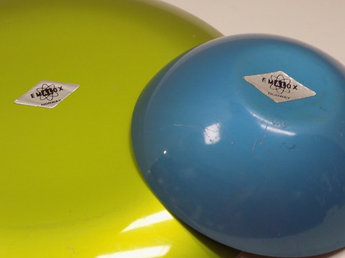 TWO Vintag EMALOX Norway Anodized Enameled Dish & Bowl 7" Blue & Green Retro MCM - Picture 5 of 9