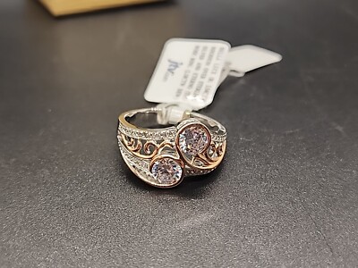 Belle Luce 925 ring w/ 18k Rose Gold Accent & CZ stones w/ Sapphire Accents Sz12