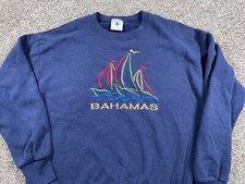 VTG Bahamas Embroidered Sail Boat Sweatshirt Adult XL Blue Delta 50/50 Nautical