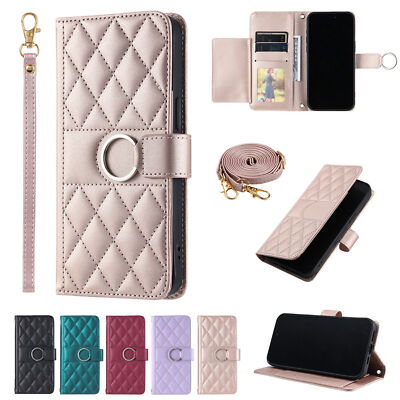 Leather Grid Card Wallet Phone Case For Huawei P20 P30 P40 Nova Honor P Smart