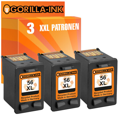 3x Drucker-Patrone XL für HP 56 Deskjet 5150 W PSC 1205 1210 1210XI 1215 1217