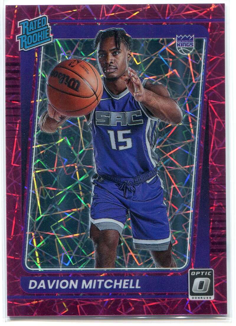2021-22 Donruss Optic Pink Velocity 155 Davion Mitchell RR Rated Rookie 3/79