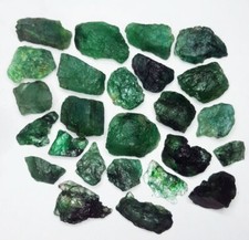 409.07 Ct Natural Green Emerald Rough Loose Gemstone 25 Pcs Lot Translucent Gem