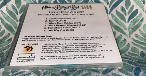 Allman Brothers Band Live9-9-07 Farm Aid Randall's Island NY CD - Picture 2 of 2