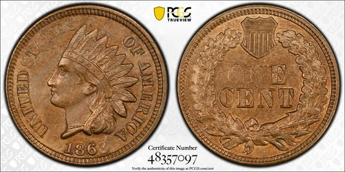 1863 1C Indian Head Cent PCGS Genuine Stained AU Detail