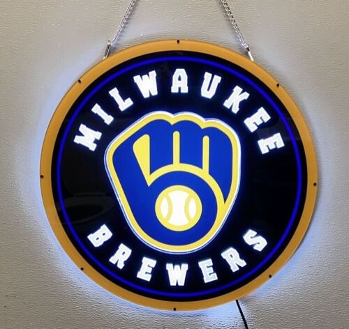 Milwaukee Brewers 3D LED 16"x16" Neon Sign Light Lamp Beer Bar Open Wall Decor - Picture 1 of 3