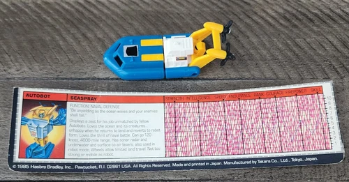 Seaspray 100% Complete 1985 Hasbro G1 Transformers Hovercraft Mint W/ Specs