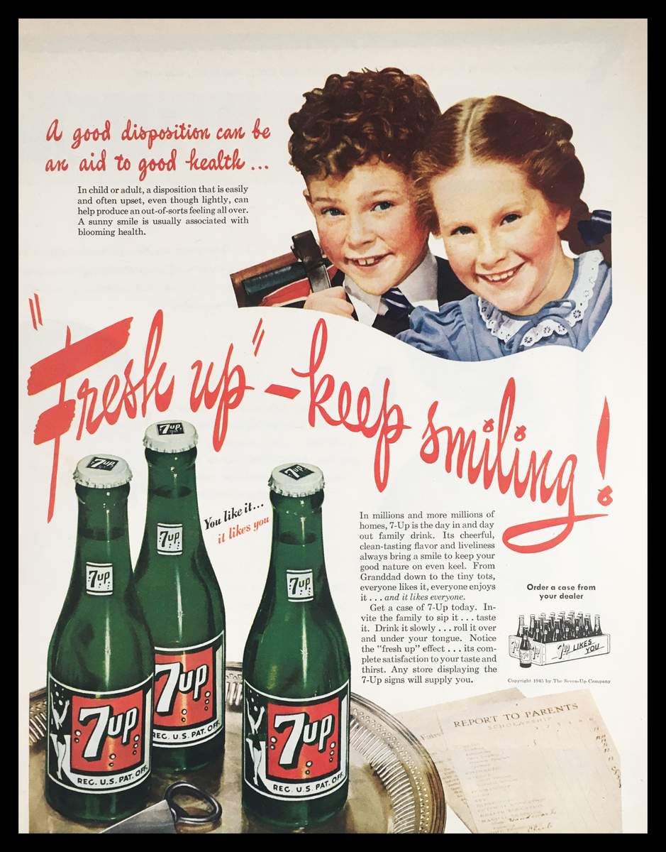 1945 7-Up Fresh Up Keep Smiling Vintage Print Ad | eBay