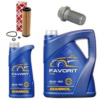 MotoröL Filter Set Mannol 15W50 Favorit 6 Liter + Schraube FüR Mercedes C-Klasse