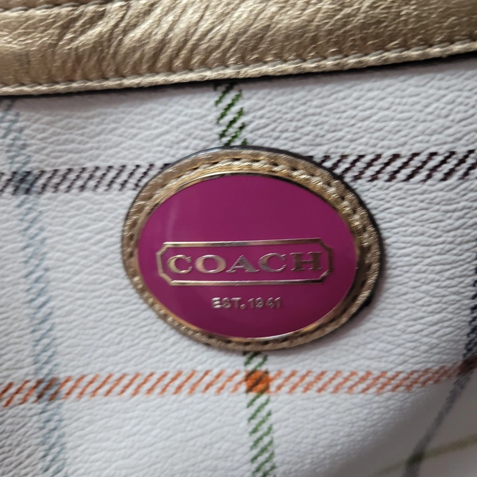 Cartera Coach para mujer blanca Heritage Peyton bolso de hombro de lona n.º K1193-f19178 Foto 2 de 4