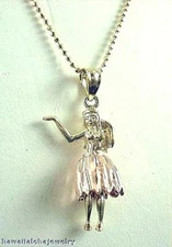 12MM SOLID 14K YELLOW/14K ROSE GOLD DC HAWAIIAN MOTION HULA GIRL DANCER PENDANT
