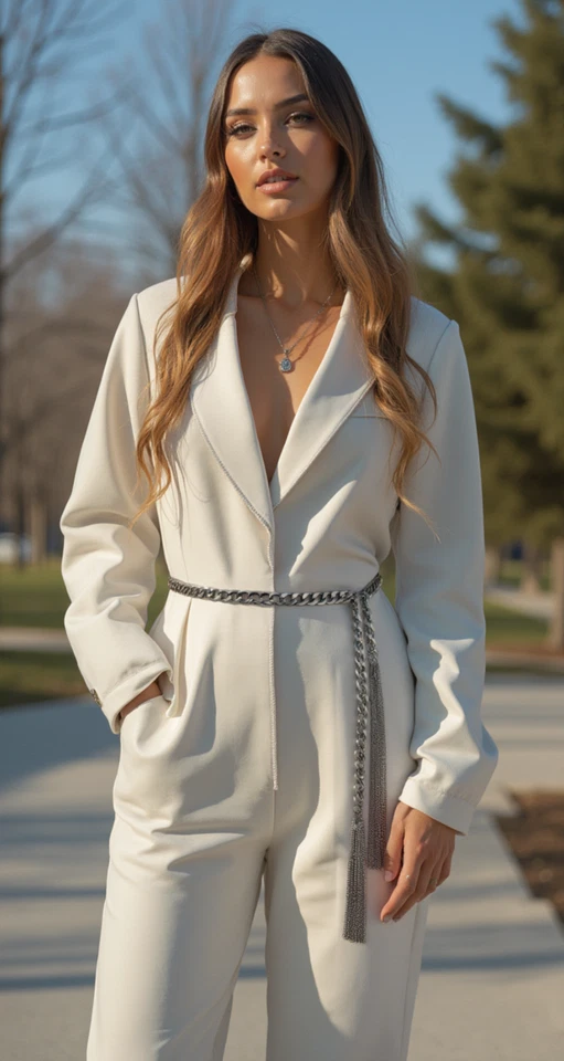 New Women Belt Hip High Waist Silver Metal Chain Long Fringes Wrap Around S M L - Image 3 of 4