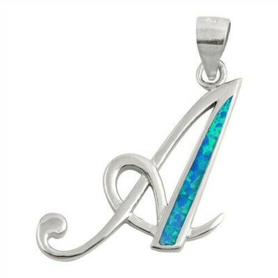 Initia Pendants Sterling Silver 925 Blue Lab Opal Various Height from 16 to 23mm