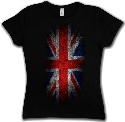 VINTAGE UK UNION JACK FLAG GIRLIE SHIRT England Great Britain Fahne Royal