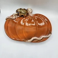 Tii Collections Ceramic Pumpkin Plate Thanksgiving Fall Autumn Serving Decor