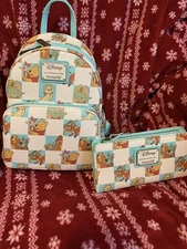 Loungefly X Disney Friends Checker Character Mint Mini Backpack & Wallet - NWT