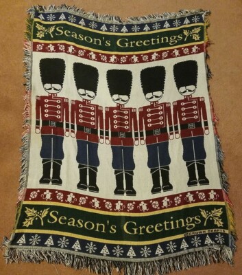 Crown Crafts Season's Greetings Christmas Soldiers Throw Blanket  Holidays 50x60