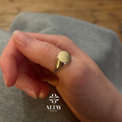 14K Gold ovaler Siegelring, gravierter Initialenring, personalisiert altes englisches Gold
