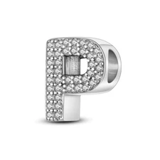 MULA Original Letter P Charm Clear AAA CZ Fit Women Bracelet 925 Sterling Silver