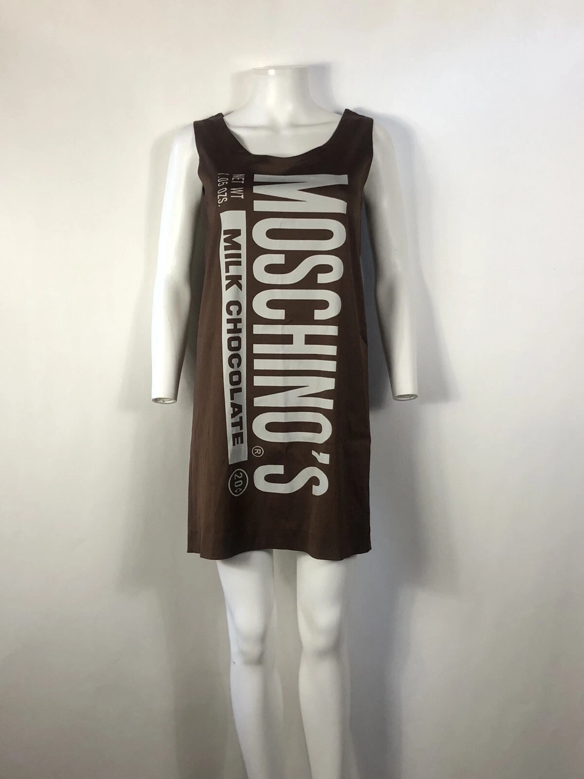 Abito vintage Moschino di Jeremy Scott stampa barretta di cioccolato XS