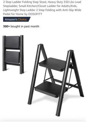 Portable Non-slip 2 Step Ladder Folding Platform Stool 330 lbs Load Heavy Duty