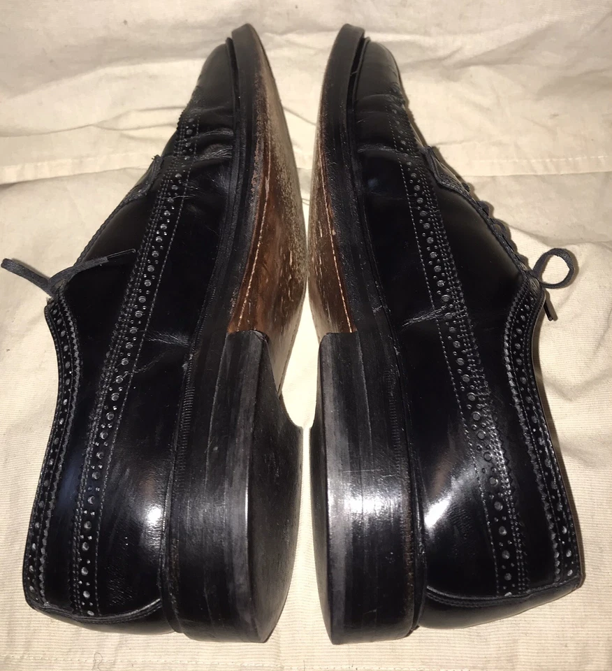 Bostonian Crown Windsor Hecho a Mano Hombres Cuero Negro Punta de Ala Zapato Oxford 12 D/B Foto 4 de 4