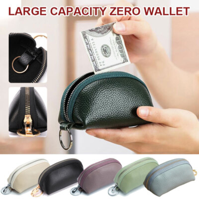 Unisex Small Real Leather Pouch Coin Purse Mini Soft Wallet Zip