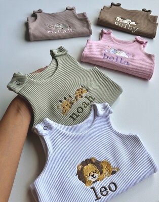 Baby Safari Gift Dungarees Romper | Cute Lion, Unicorn, Cow, Giraffe or Sheep