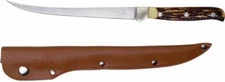 Fish Fillet Knife 12.25" Fixed Blade Faux Bone Handle Hunting Butcher Kitchen