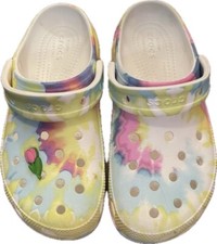 Crocs Classic Platform Pastel Tie Dye Clog Women's Size 7 With Tulip   Jibbitz
