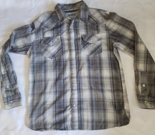 LEVIS PEARL BUTTON WESTERN SHIRT MENS MEDIUM GRAY PLAID LONG SLEEVE WHITE TAG