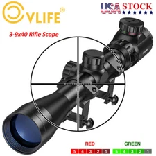 USA 3-9x40 Hunting Rifle Scope Red & Green Illuminated Mil-dot Optical Gun Scope