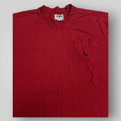 PJ MARK Men's XL Red V Neck T Shirt Button Pocket Detail Urban Streetwear