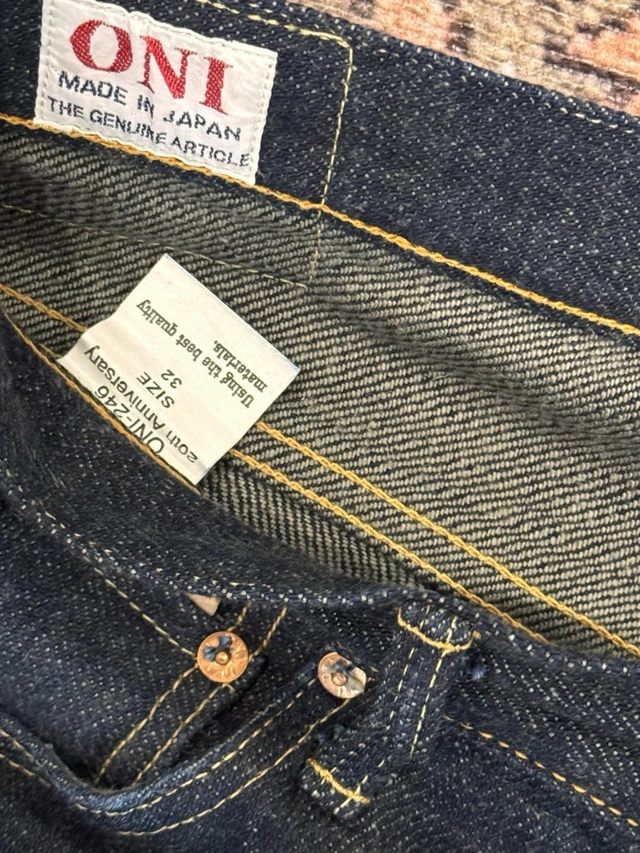 Oni Secret Denim 20oz 20th Anniversary Olive Grey Weft Fit 246 Size 32 - Image 3 of 3