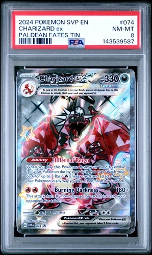 2024 POKEMON SVP EN-SV BLACK STAR PROMO PALDEAN FATES TIN CHARIZARD EX PSA 8