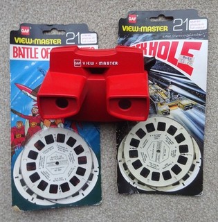 Vintage Red GAF VIEW MASTER & 2 Reel Sets THE BLACK HOLE & BATTLE OF THE PLANETS