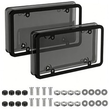 2 Unbreakable Black License Plate Tag Shield Covers2 Black Framesaccessories