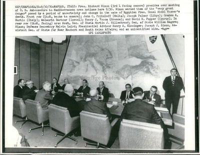 1970 Richard Nixon Naples Italy Walworth Barbour Tasca Wirephoto 8x10