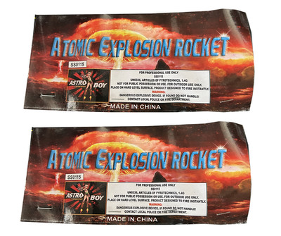 X 2 ASTRO BOY ATOMIC EXPLOSION ROCKETS FIREWORKS LABEL ONLY WOW