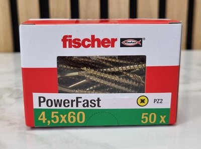 fischer PowerFast 4,5x60 mm Senkkopf Holzschrauben PZ2 Spanplattenschraube 50 St