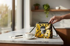 dolce gabbana bags women Orange And Black Patent Leather Crossbody