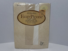 Vtg Evan-Picone Dress Sheer Pantyhose Queen Short Vanilla Reinforced Toe 224 Q