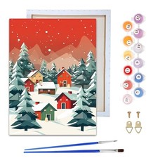 Framed Paint by Numbers Kit for Adults  Beginner - 8x12 Inch snow scene