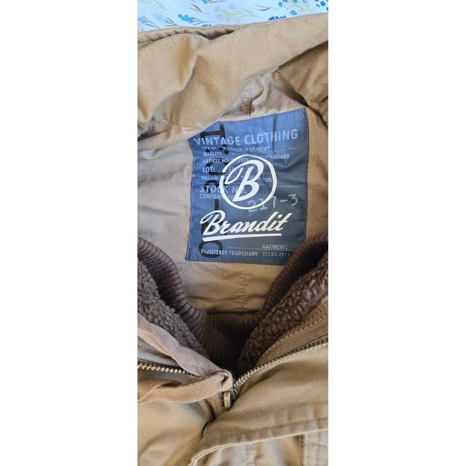 Brandit M65 Giant Field Jacket Khaki Sherpa Lined Mens Military Style Coat - Image 3 of 4