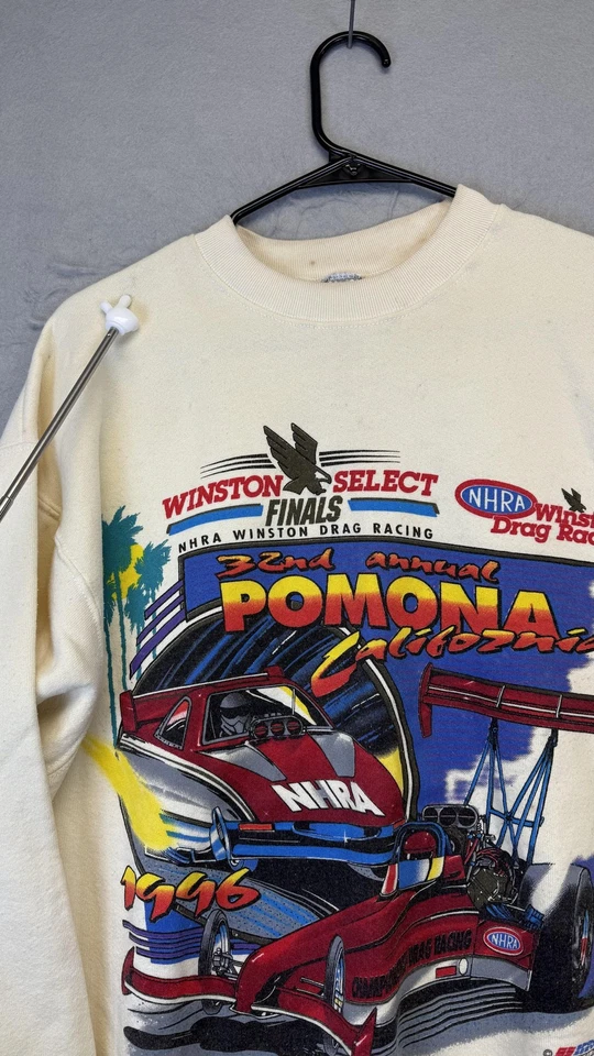 Sudadera De Colección NHRA Pomona Finals Cuello Redondo Para Hombre Grande Drag Racing 1996 Años 90 Foto 4 de 4