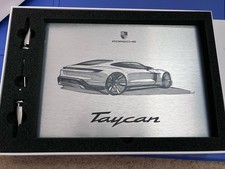 Porsche Taycan Car Metal Plaque Decor Etched Sketch Desk Sign Porsche Taycan Car Metal Plaque Decor Etched Sketch Desk Sign